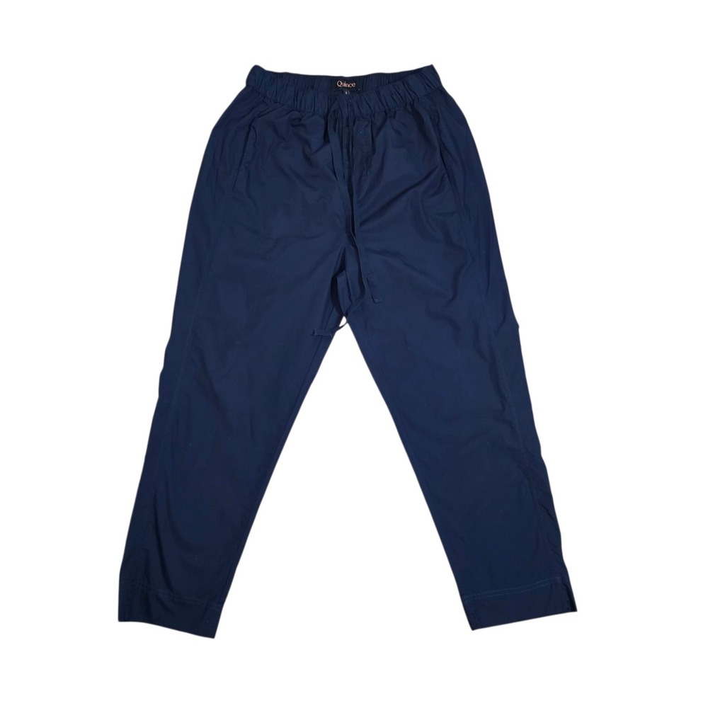 Quince Womens Pull On Pants Small Navy Blue Organic Cotton Poplin